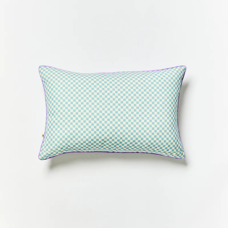 TINY CHECKERS OUTDOOR CUSHION 60x40cm in Powder Blue from Bonnie and Neil