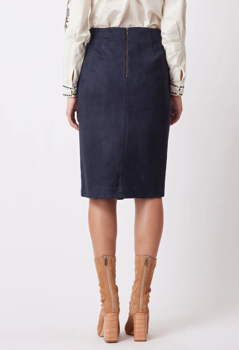 EDDIE FAUX SUEDE SKIRT | Navy + Husk