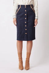 EDDIE FAUX SUEDE SKIRT | Navy + Husk